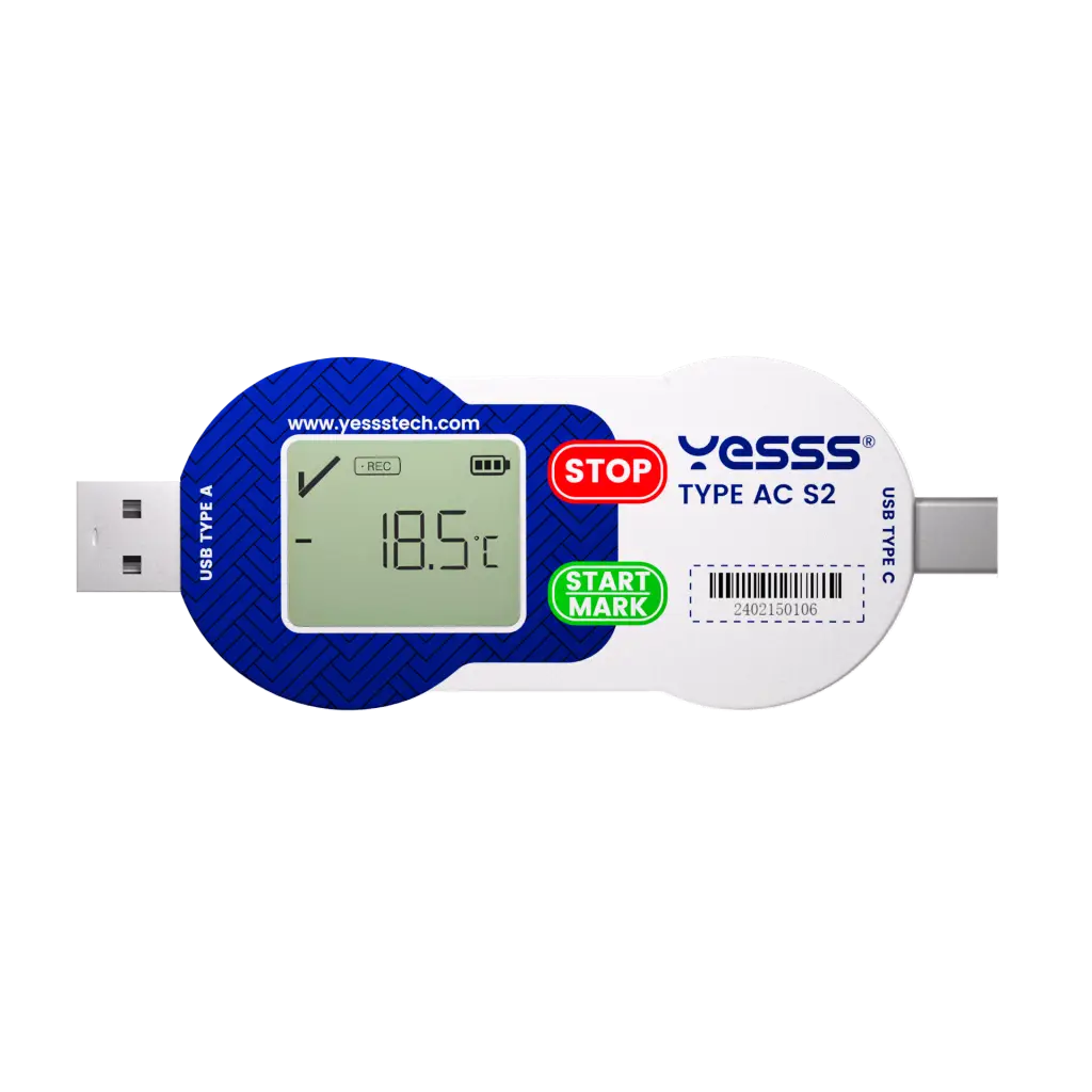 TYPE AC S2 single-use temperature data logger is used to monitor temperature data during transportation.