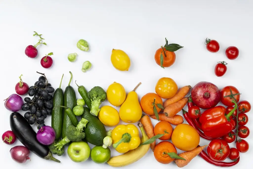 All kinds of fresh fruits and vegetables